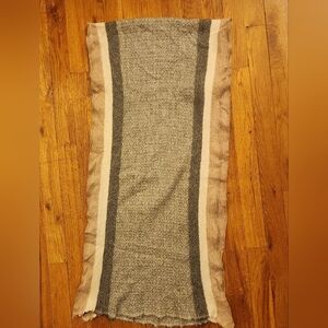 Beige White Gray Cashmere Winter Scarf Made In Nepal Women's One Size